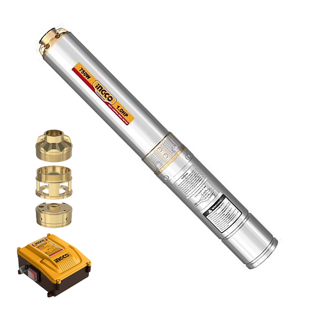 [37186] Bomba Agua Pozo Profundo + Control Box Industrial 1.1/4" 750W/1HP