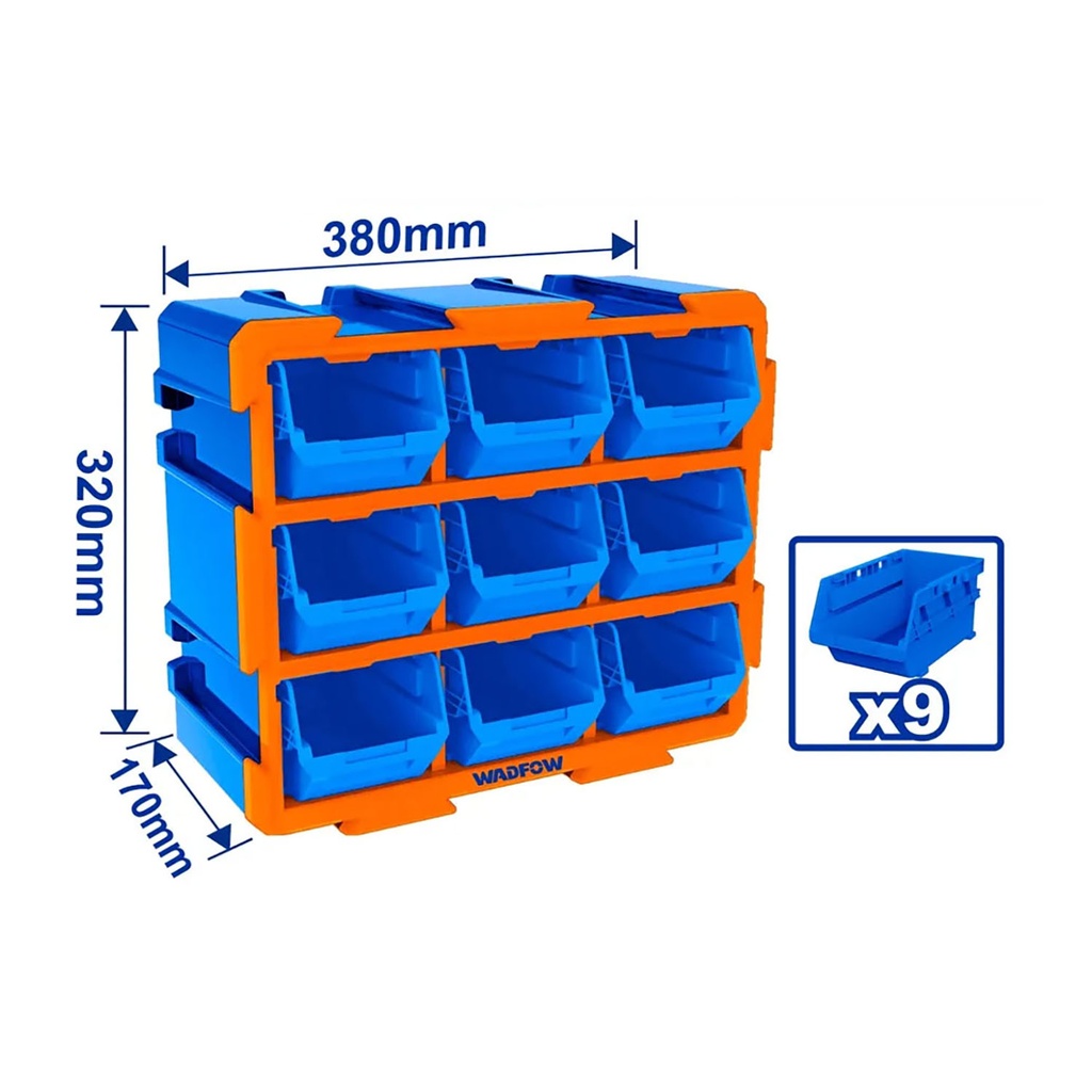 [34068] Contenedor Apilable para Almacenamiento 380X170X320MM 9 Piezas