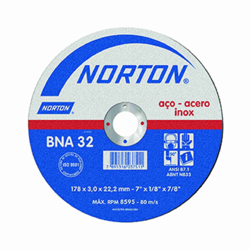 [15720] Disco de Corte Acero e Inox BNA12 115X1,6X22MM 4 1/2"