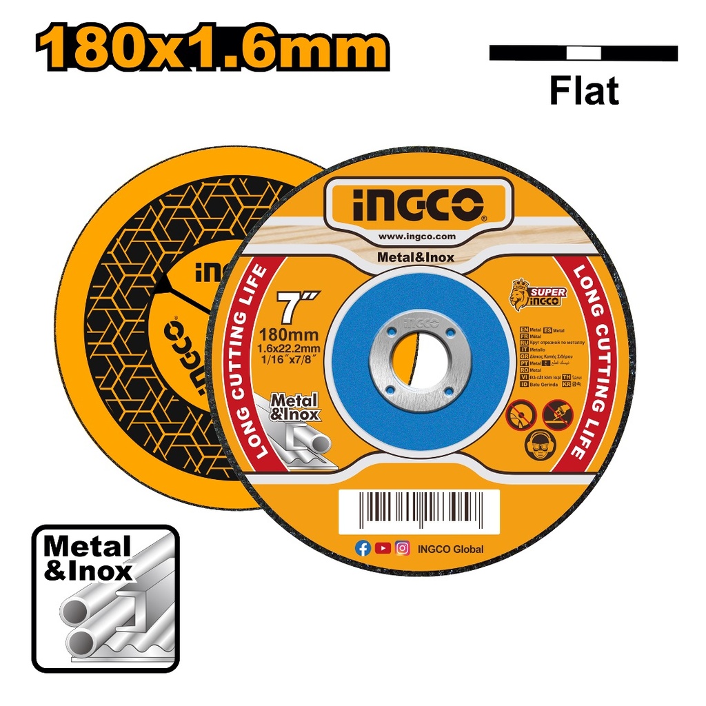 [33455] Disco de Corte Plano para Metal e Inox 180X1,6X22MM 7" Ss