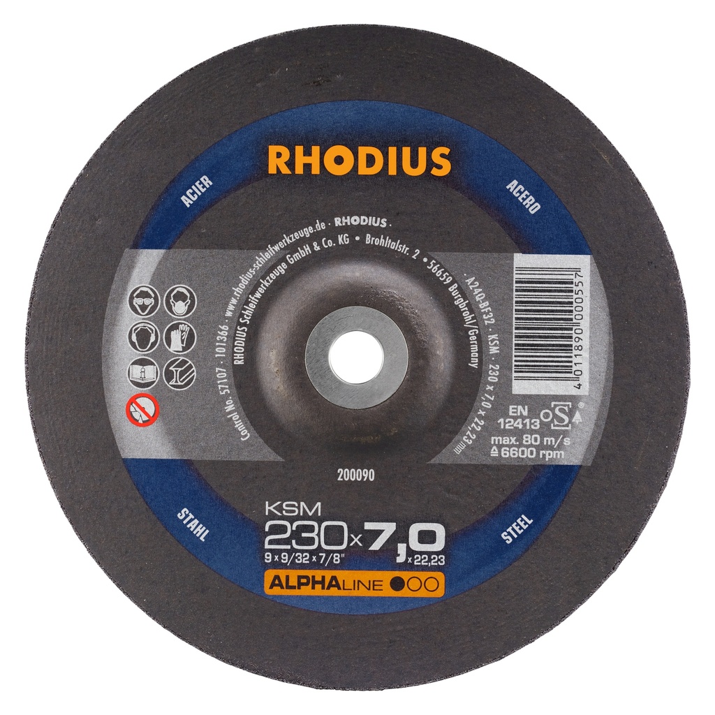 [34959] Disco de Desbaste Ksm Alphaline I 230X7,0X22,23MM 9" Rhodius 200090