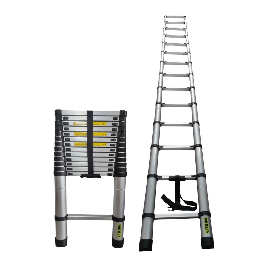 [36888] Escalera Telescopica 12 Peldaños Plegable Aluminio 150KG 4,1M