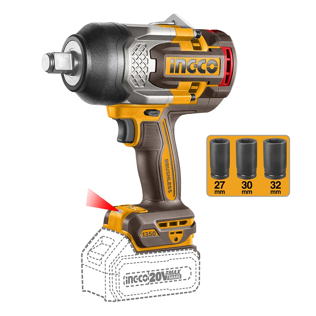 [37072] Pistola de Impacto Brushless Inalámbrica Industrial 3/4" 20V / 1350Nm