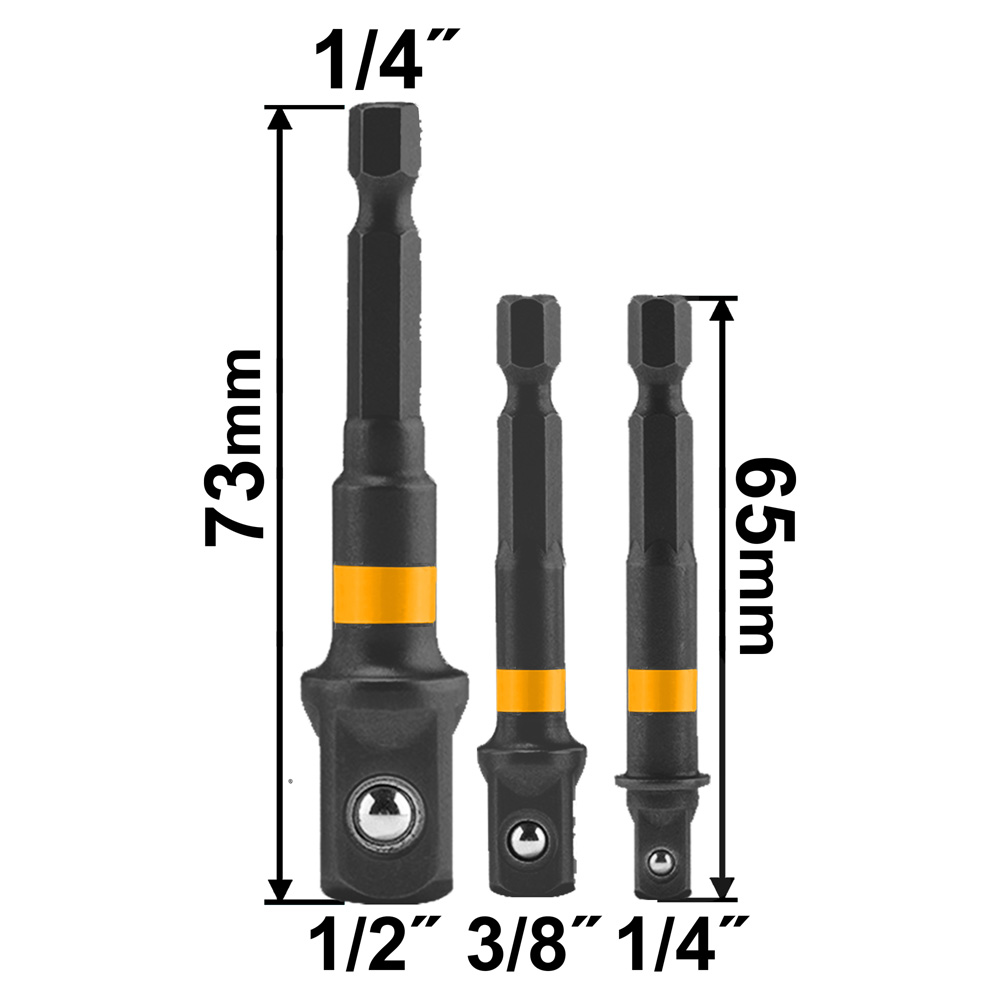 [32257] Set Adaptador Hexagonal a Cuadrante 3 Piezas 1/4"-3/8"-1/2"