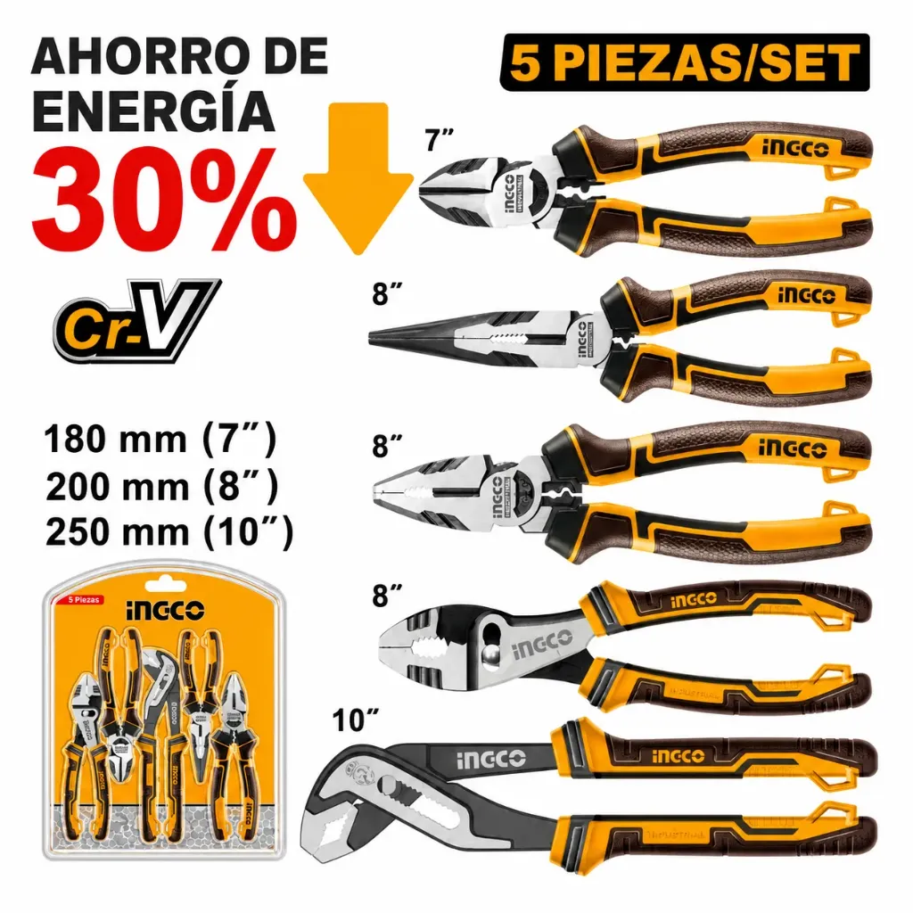 [37469] Set Alicates Industrial 5 Piezas 180-260MM/7-10"