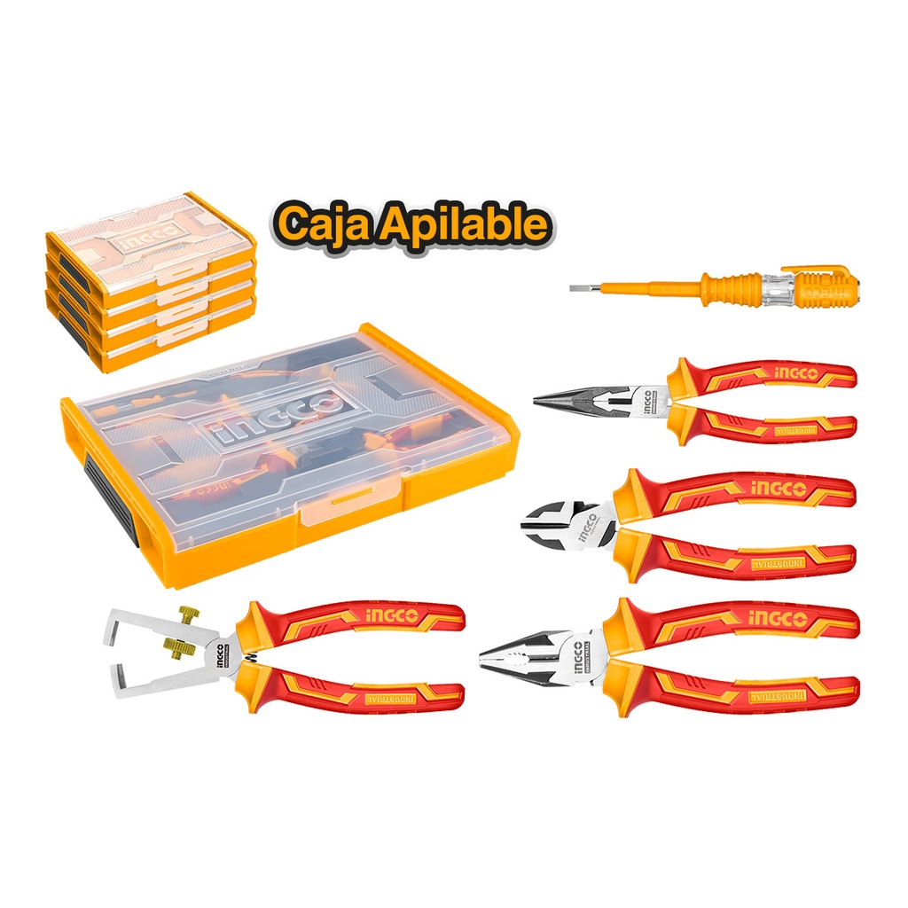 [30032] Set Herramientas Vde Industrial + Caja Organizadora 5 Pcs