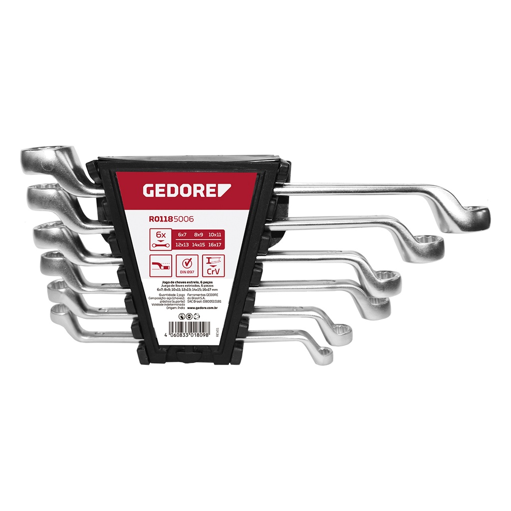 [36718] Set Llaves Corona Acodadas 6-17MM R01185006 6 Piezas Red 3365205