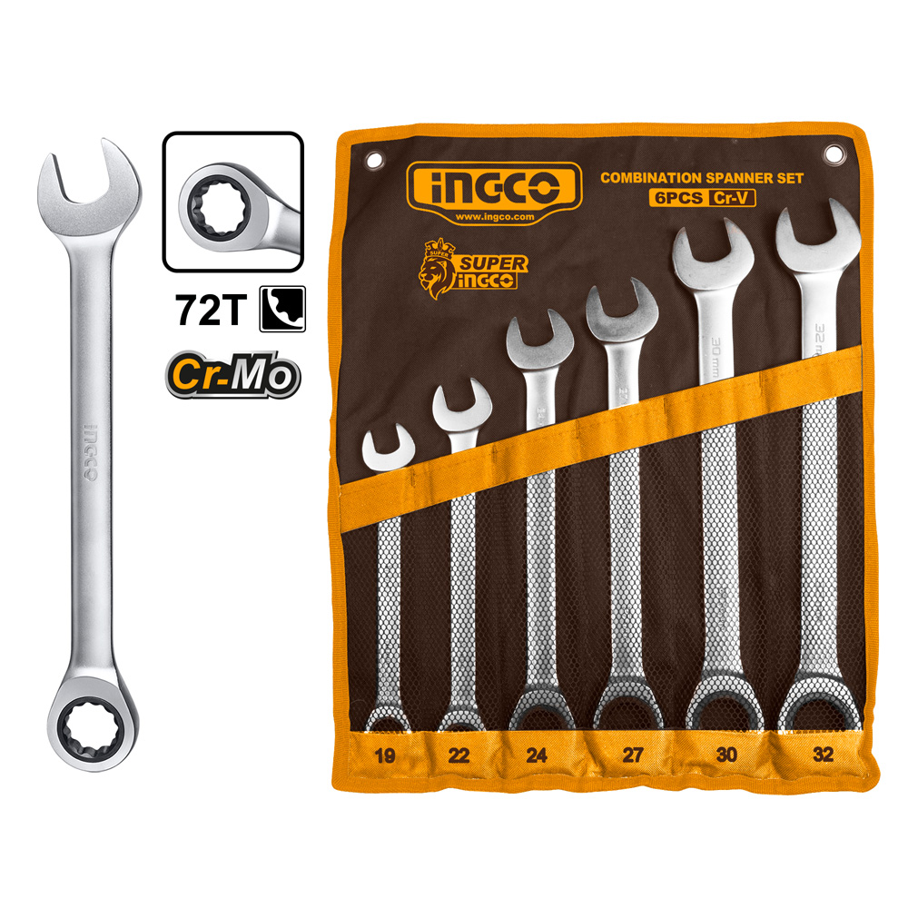 [7776] Set Llaves Punta/chicharra Industrial 6 Piezas 19-32MM