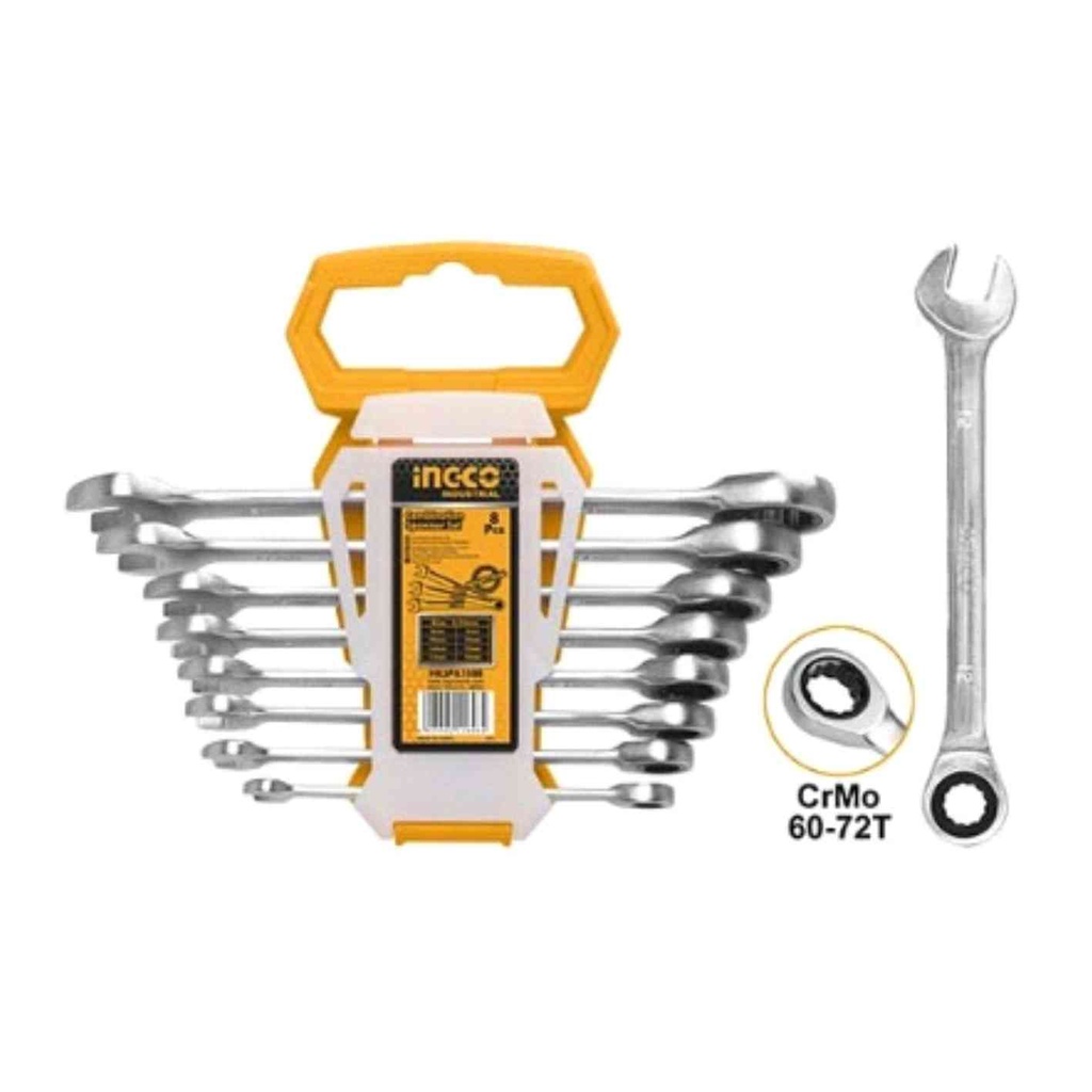 [16628] Set Llaves Punta/chicharra Industrial 8 Piezas 8-19 Mm