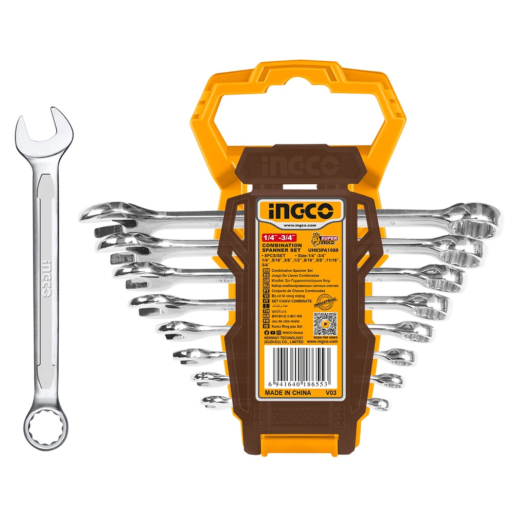 [36171] Set Llaves Punta/corona Industrial 8 Piezas 1/4"-3/4"
