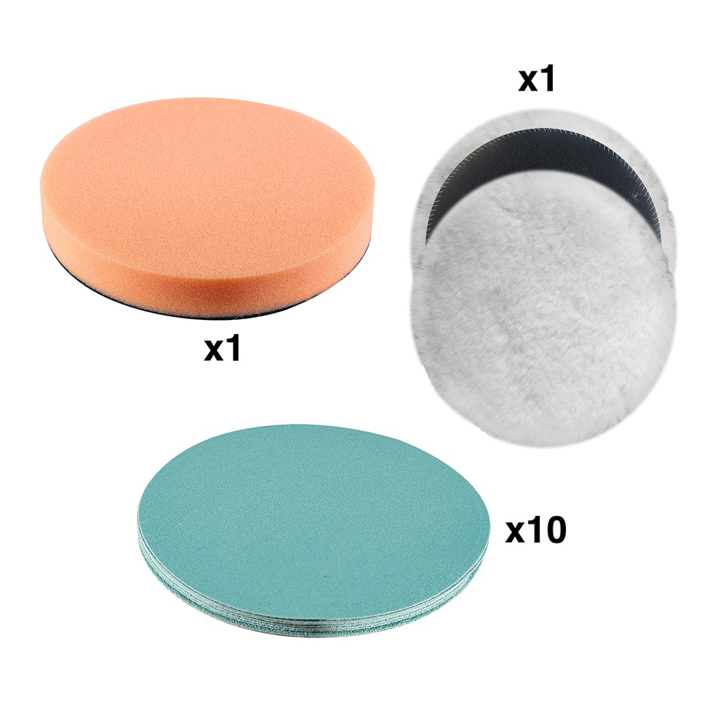 [37112] Set 12 Pads de Pulido y Discos de Lija 7"