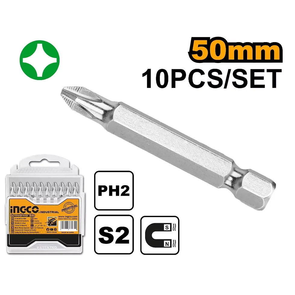 [9641] Set Puntas 10 Piezas Industrial PH2-50 Mm