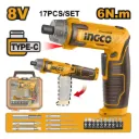 Atornillador Inalámbrico + 17 Piezas 1/4" 8V