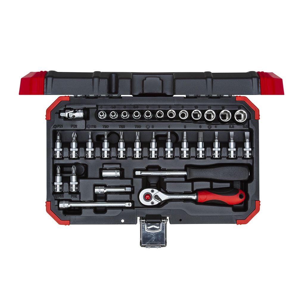 [36750] Set Dados 1/4" Hexagonales 4-13MM R49003033 33 Pcs Red 3300051