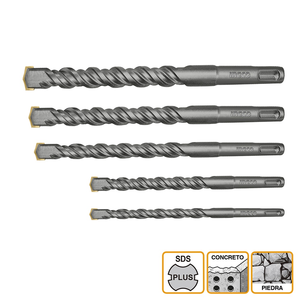 [7842] Set Brocas Sds Plus para Concreto 5 Piezas Industrial 6-12MM