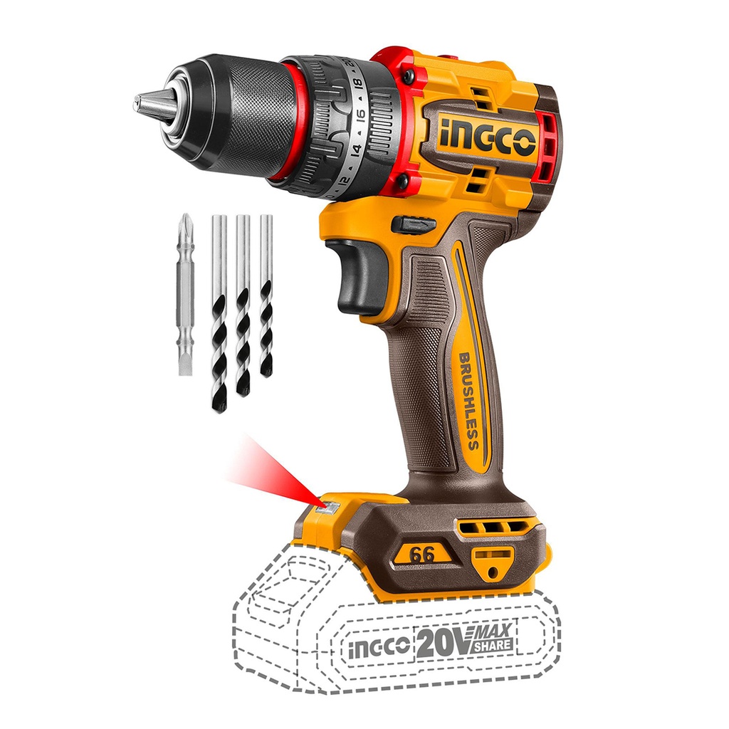 [35509] Taladro Percutor Brushless 20V / 66Nm (Solo herramienta (Kit 2))